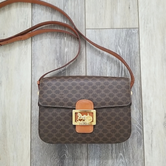 Celine Handbags - Old Celine brown triomphe logo crossbody bag